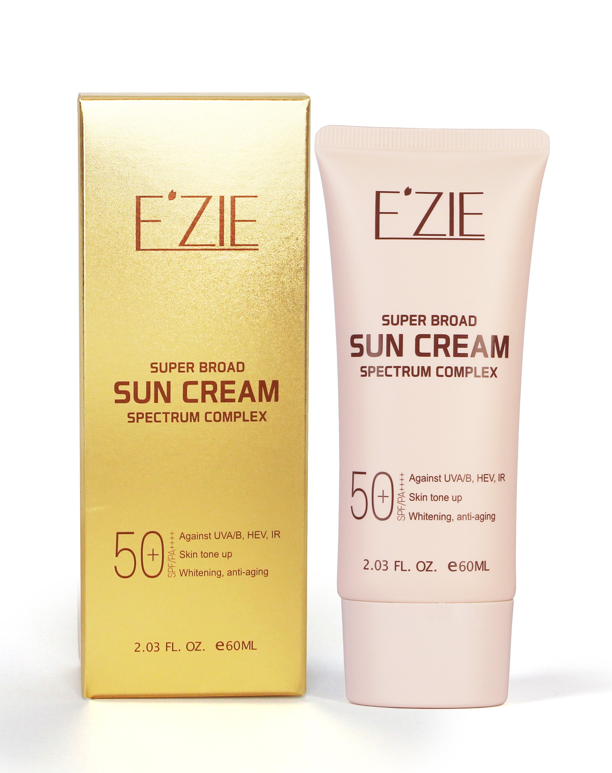 E'ZIE Sun Cream Broad Spectrum complex uva uvb+hev+ir kem siêu chống nắng phổ quang uva/uvb+hev+ir, nâng tông, trắng da, ngừa lão hoá